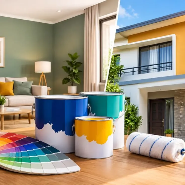 Interior and exterior building painting with a fresh wall finish
