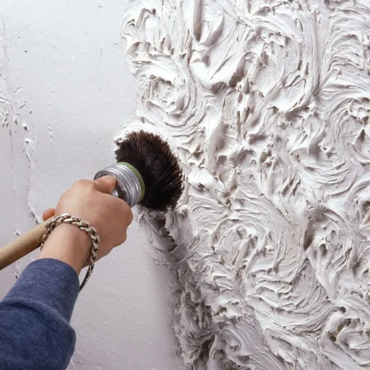Decorative textured paint finish on an interior feature wall